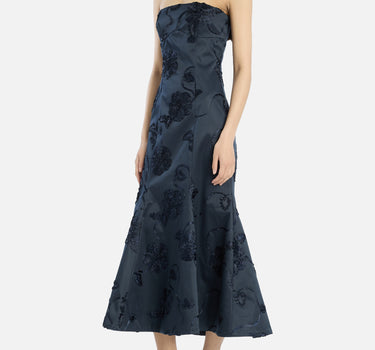 ROTATE BIRGER CHRISTENSEN Abito midi con fiori 3D BLUE Donna 