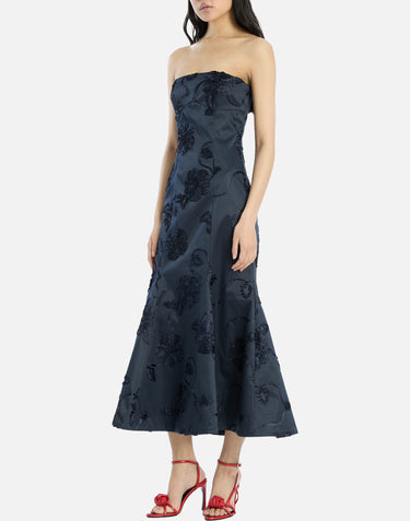 ROTATE BIRGER CHRISTENSEN Abito midi con fiori 3D BLUE Donna 
