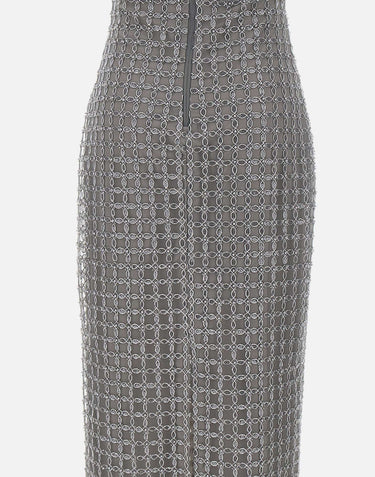 ROTATE BIRGER CHRISTENSEN Abito lungo a tubino con perline GREY Donna 