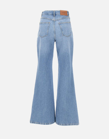 ROTATE BIRGER CHRISTENSEN Jeans svasati a vita alta Light Blue Donna 
