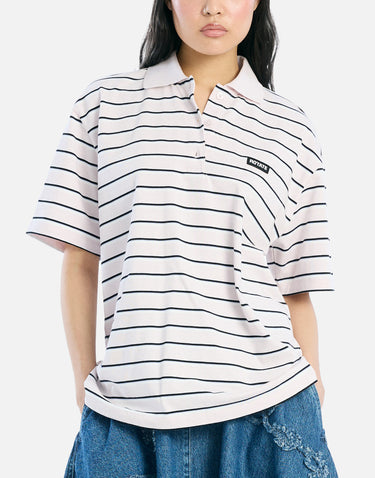ROTATE BIRGER CHRISTENSEN Polo in jersey a righe Pink Donna 