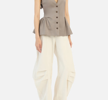 ROTATE BIRGER CHRISTENSEN Pantaloni in lino con pieghe WHITE Donna 