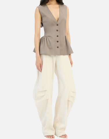 ROTATE BIRGER CHRISTENSEN Pantaloni in lino con pieghe WHITE Donna 