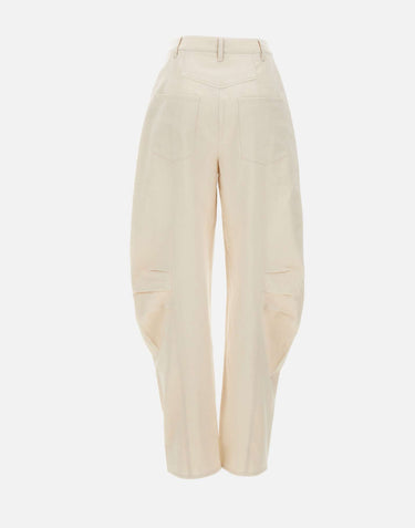 ROTATE BIRGER CHRISTENSEN Pantaloni in lino con pieghe WHITE Donna 