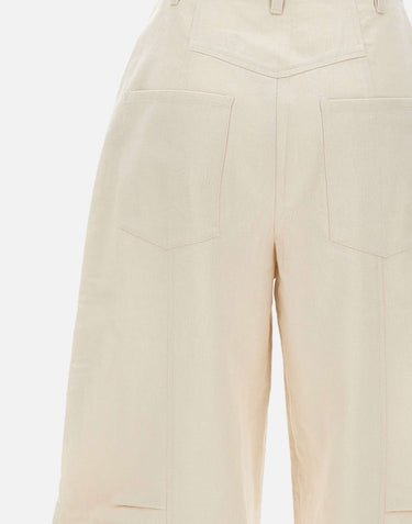 ROTATE BIRGER CHRISTENSEN Pantaloni in lino con pieghe WHITE Donna 