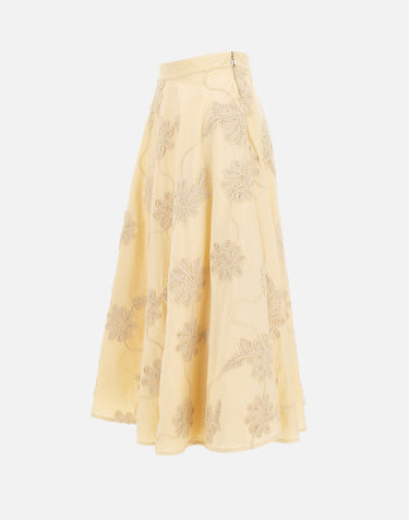 ROTATE BIRGER CHRISTENSEN Gonna lunga con ricamo floreale BEIGE Donna 