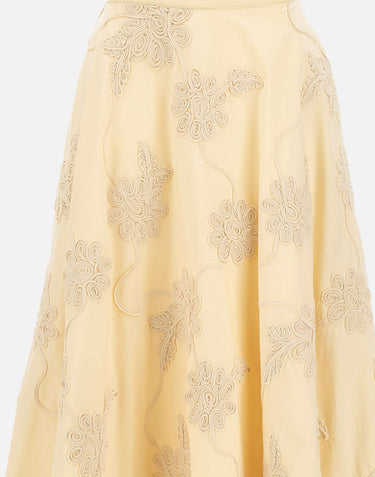ROTATE BIRGER CHRISTENSEN Gonna lunga con ricamo floreale BEIGE Donna 