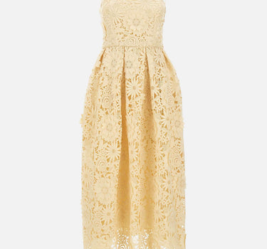 ROTATE BIRGER CHRISTENSEN Abito midi svasato in pizzo 3D YELLOW Donna 