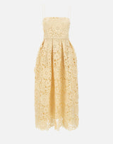 ROTATE BIRGER CHRISTENSEN Abito midi svasato in pizzo 3D YELLOW Donna 