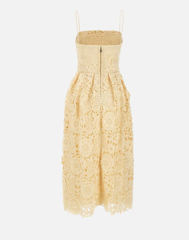 ROTATE BIRGER CHRISTENSEN Abito midi svasato in pizzo 3D YELLOW Donna 