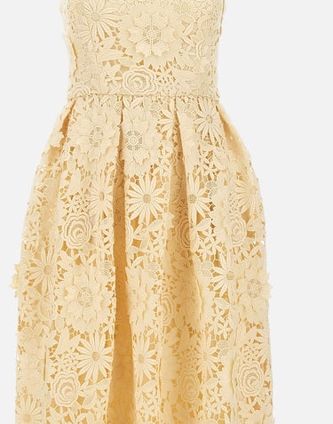 ROTATE BIRGER CHRISTENSEN Abito midi svasato in pizzo 3D YELLOW Donna 
