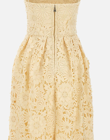 ROTATE BIRGER CHRISTENSEN Abito midi svasato in pizzo 3D YELLOW Donna 