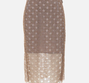 ROTATE BIRGER CHRISTENSEN Gonna midi smerlata con lustrini Pink Donna 