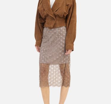 ROTATE BIRGER CHRISTENSEN Gonna midi smerlata con lustrini Pink Donna 