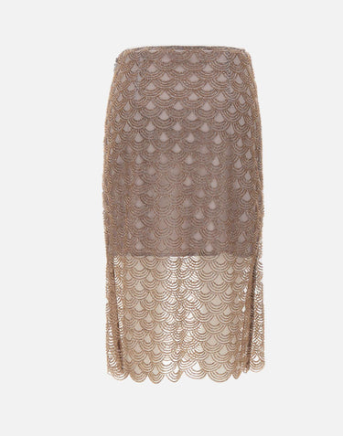 ROTATE BIRGER CHRISTENSEN Gonna midi smerlata con lustrini Pink Donna 