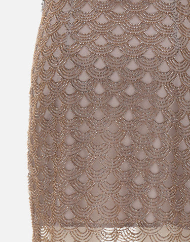 ROTATE BIRGER CHRISTENSEN Gonna midi smerlata con lustrini Pink Donna 