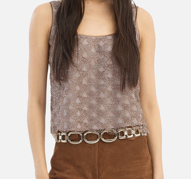ROTATE BIRGER CHRISTENSEN Top smerlato con lustrini BROWN Donna 