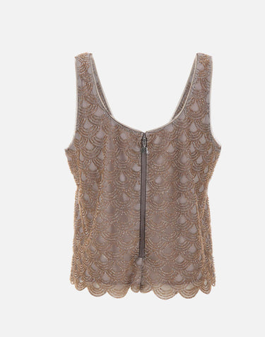 ROTATE BIRGER CHRISTENSEN Top smerlato con lustrini BROWN Donna 