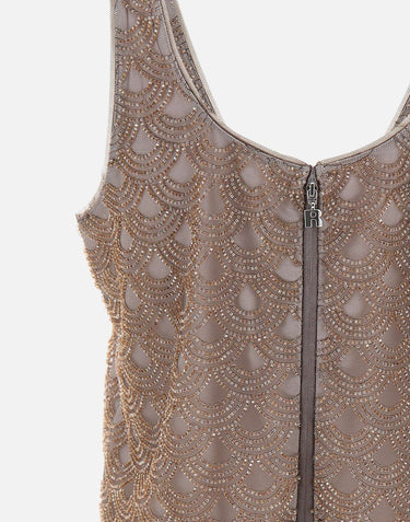 ROTATE BIRGER CHRISTENSEN Top smerlato con lustrini BROWN Donna 