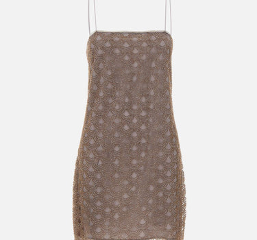 ROTATE BIRGER CHRISTENSEN Mini abito smerlato con lustrini BROWN Donna 