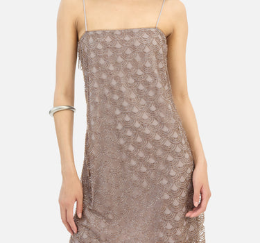 ROTATE BIRGER CHRISTENSEN Mini abito smerlato con lustrini BROWN Donna 