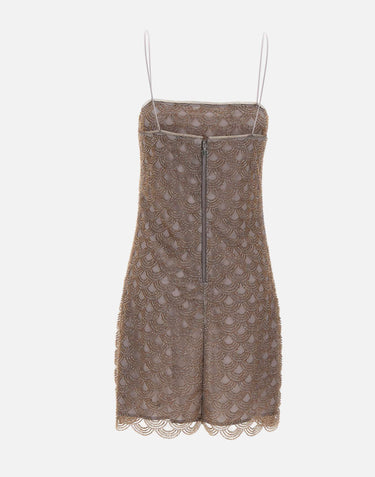 ROTATE BIRGER CHRISTENSEN Mini abito smerlato con lustrini BROWN Donna 