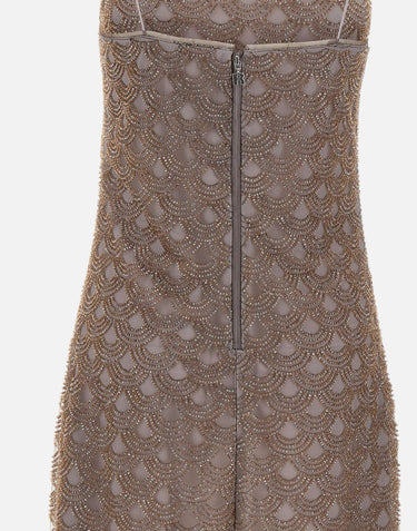 ROTATE BIRGER CHRISTENSEN Mini abito smerlato con lustrini BROWN Donna 