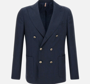 SANTANIELLO Blazer in lana e lino BLUE Uomo 