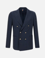 SANTANIELLO Blazer in lana e lino BLUE Uomo 