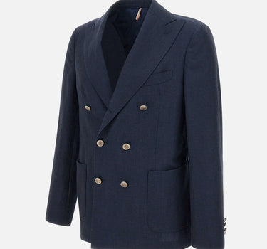 SANTANIELLO Blazer in lana e lino BLUE Uomo 