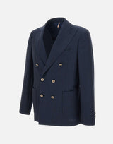 SANTANIELLO Blazer in lana e lino BLUE Uomo 