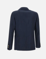 SANTANIELLO Blazer in lana e lino BLUE Uomo 