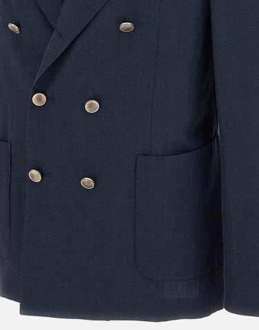 SANTANIELLO Blazer in lana e lino BLUE Uomo 