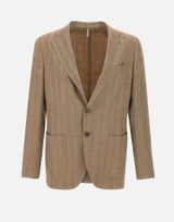 SANTANIELLO Blazer  in lana, seta e lino BROWN Uomo 