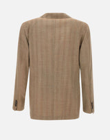 SANTANIELLO Blazer  in lana, seta e lino BROWN Uomo 