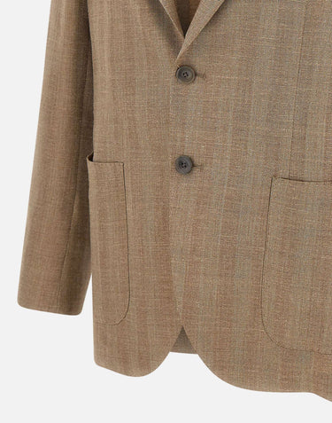 SANTANIELLO Blazer  in lana, seta e lino BROWN Uomo 