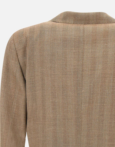 SANTANIELLO Blazer  in lana, seta e lino BROWN Uomo 