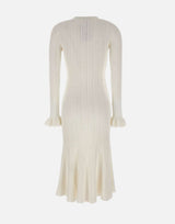 Abito midi in maglia traforata 051MW WHITE SELF-PORTRAIT 