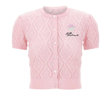 "Pointelle Knit Top" 057TP PINK SELF-PORTRAIT 