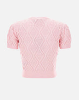"Pointelle Knit Top" 057TP PINK SELF-PORTRAIT 