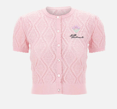 "Pointelle Knit Top" 057TP PINK SELF-PORTRAIT 