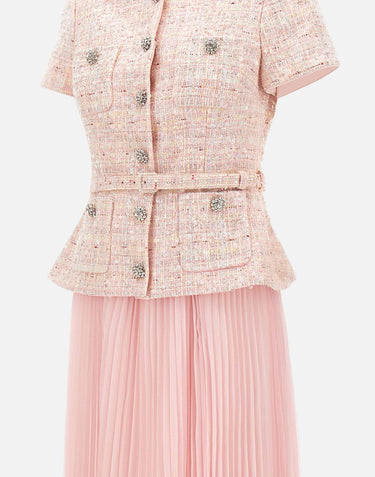 Abito midi su misura in bouclé con paillettes 164MP PINK SELF-PORTRAIT 