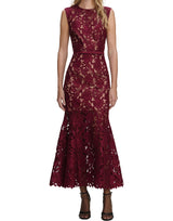 Abito midi in pizzo guipure 167MABU BURGUNDY SELF-PORTRAIT 