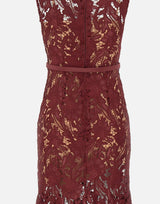 Abito midi in pizzo guipure 167MABU BURGUNDY SELF-PORTRAIT 
