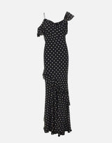 Abito lungo in georgette a pois 176XB BLACK SELF-PORTRAIT 
