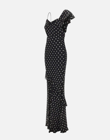 Abito lungo in georgette a pois 176XB BLACK SELF-PORTRAIT 