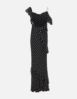 Abito lungo in georgette a pois 176XB BLACK SELF-PORTRAIT 