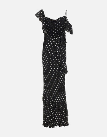 Abito lungo in georgette a pois 176XB BLACK SELF-PORTRAIT 