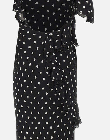 Abito lungo in georgette a pois 176XB BLACK SELF-PORTRAIT 