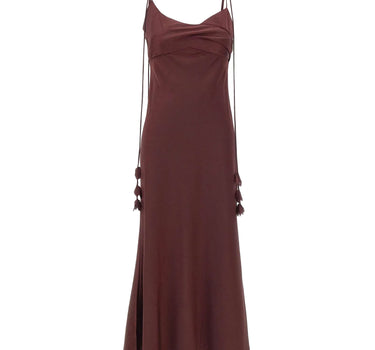 Abito in raso con inserti floreali 218MBU BURGUNDY SELF-PORTRAIT 